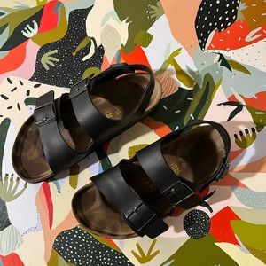 Birkenstock Milano Black Leather Sandals